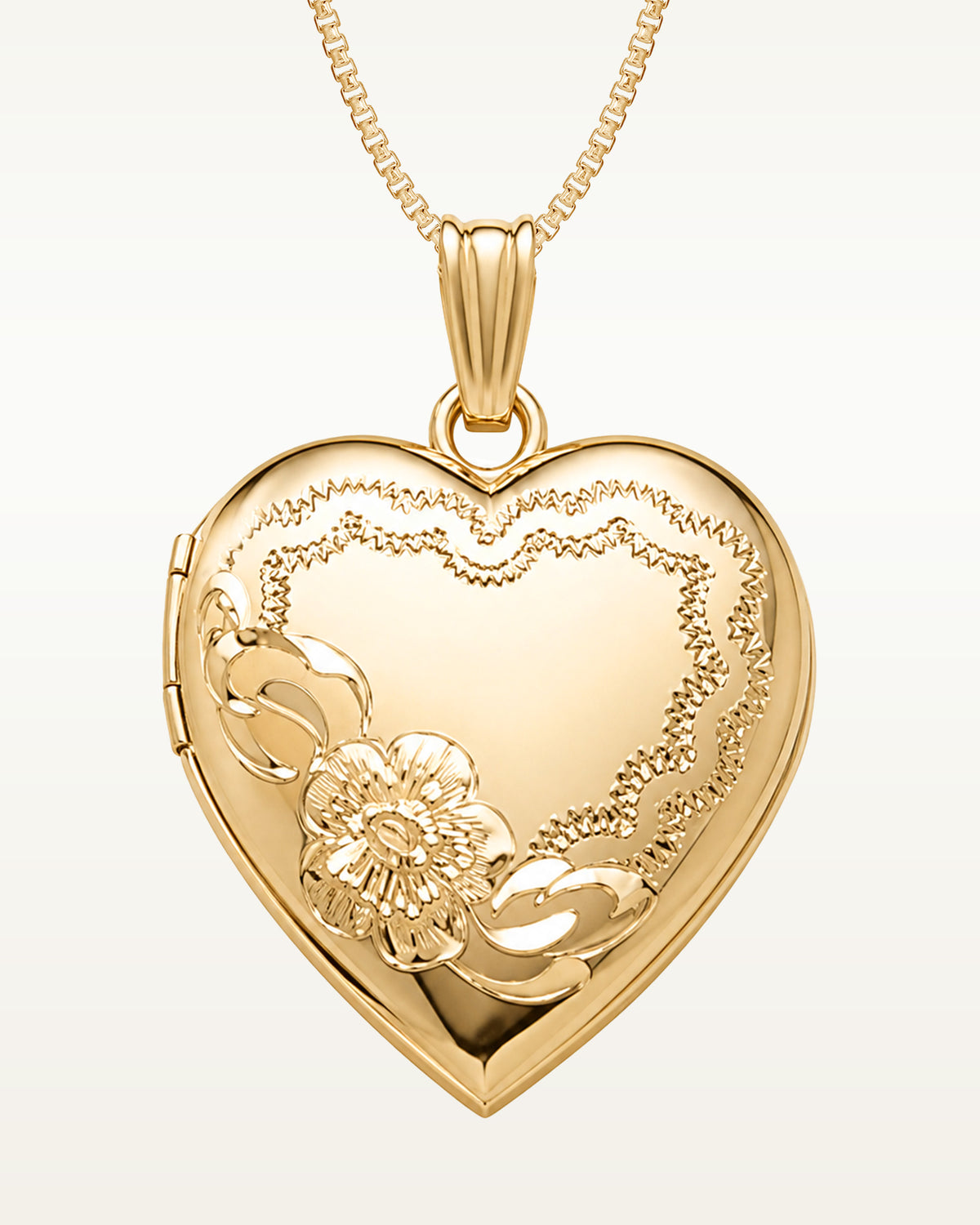 14k Gold Filled Heart Floral Design Photo Locket
