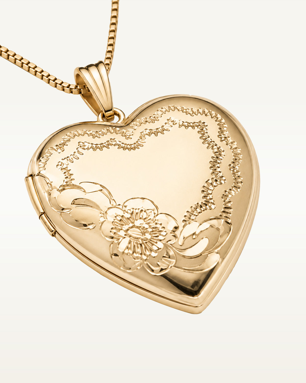 14k Gold Filled Heart Floral Design Photo Locket