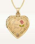 Solid 14k Yellow Gold I Love You Heart Photo Locket