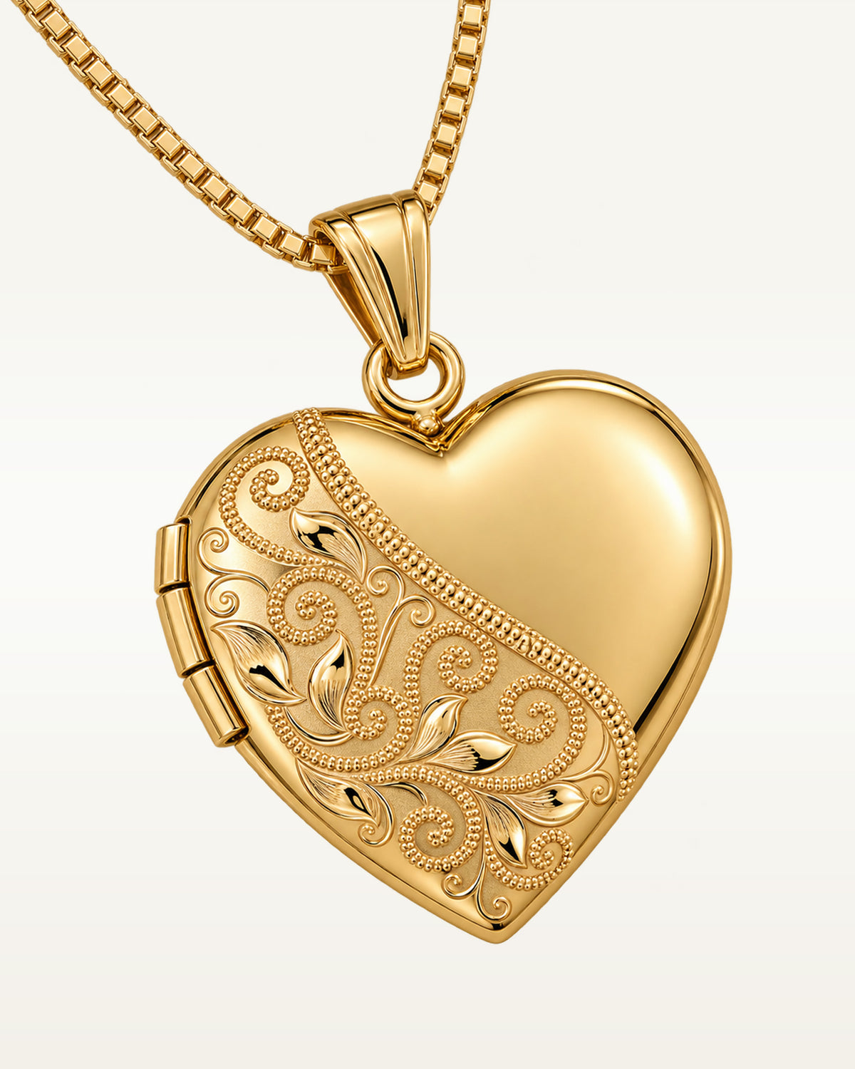14k Gold Filled Heart Floral Design Photo Locket
