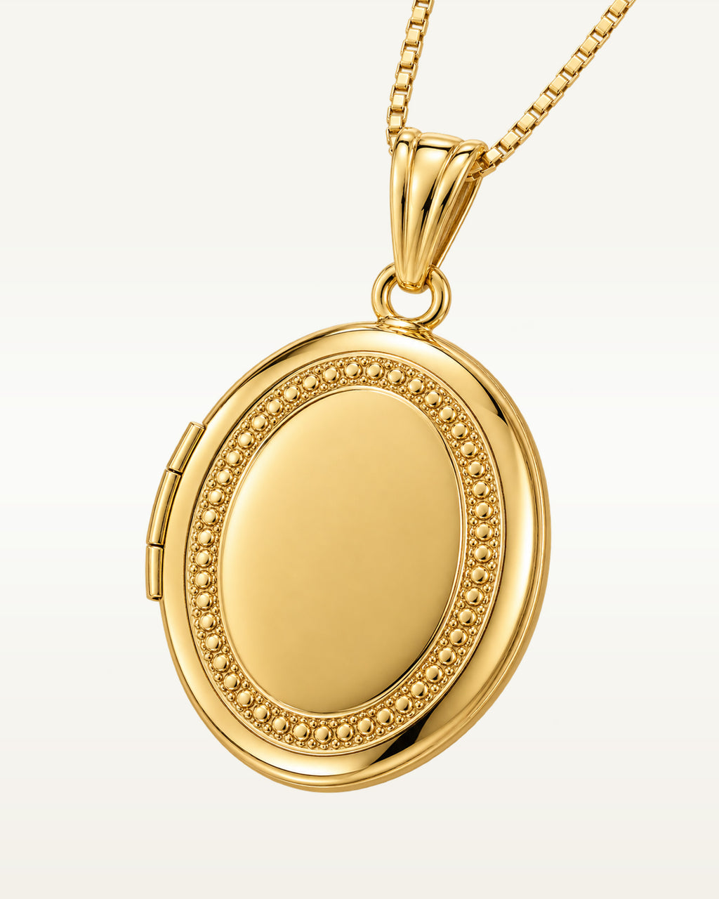 14k Gold Filled Oval with Beaded Border Photo Locket