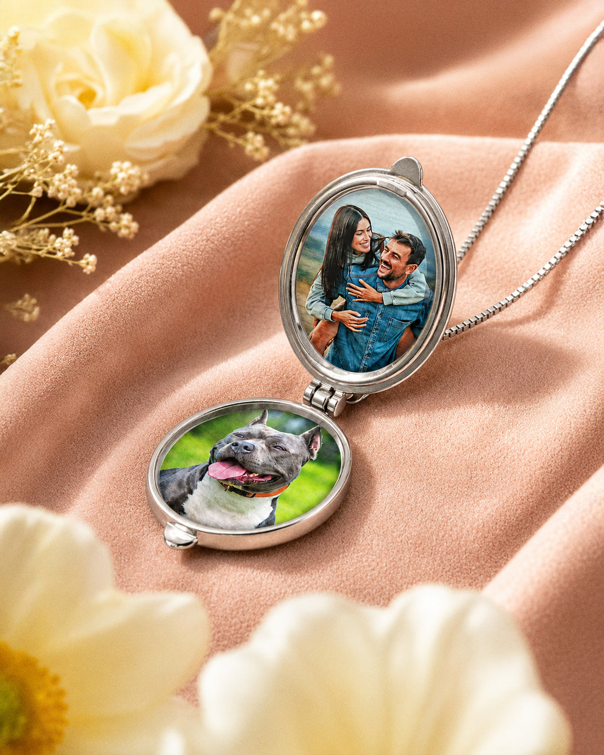 Sterling Silver Filigree Oval Locket - lifestyle