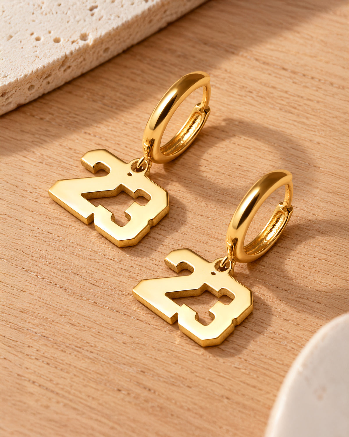 Pair Of Sports Number Huggie Earrings