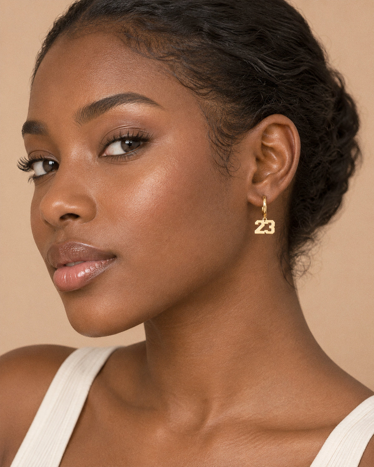 Pair Of Sports Number Huggie Earrings