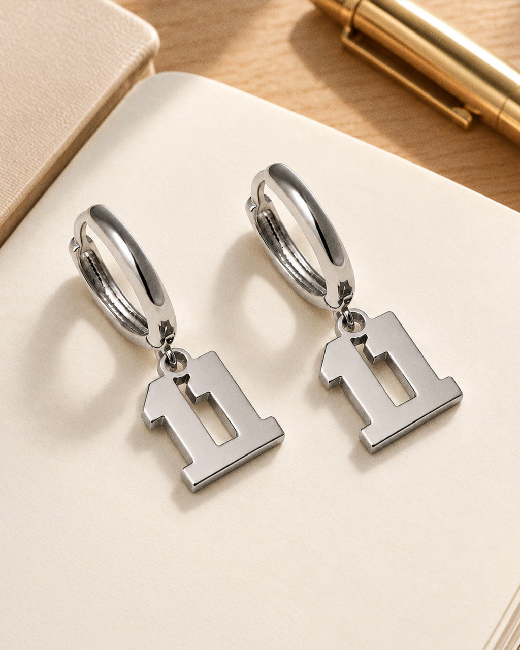 Pair Of Sports Number Huggie Earrings