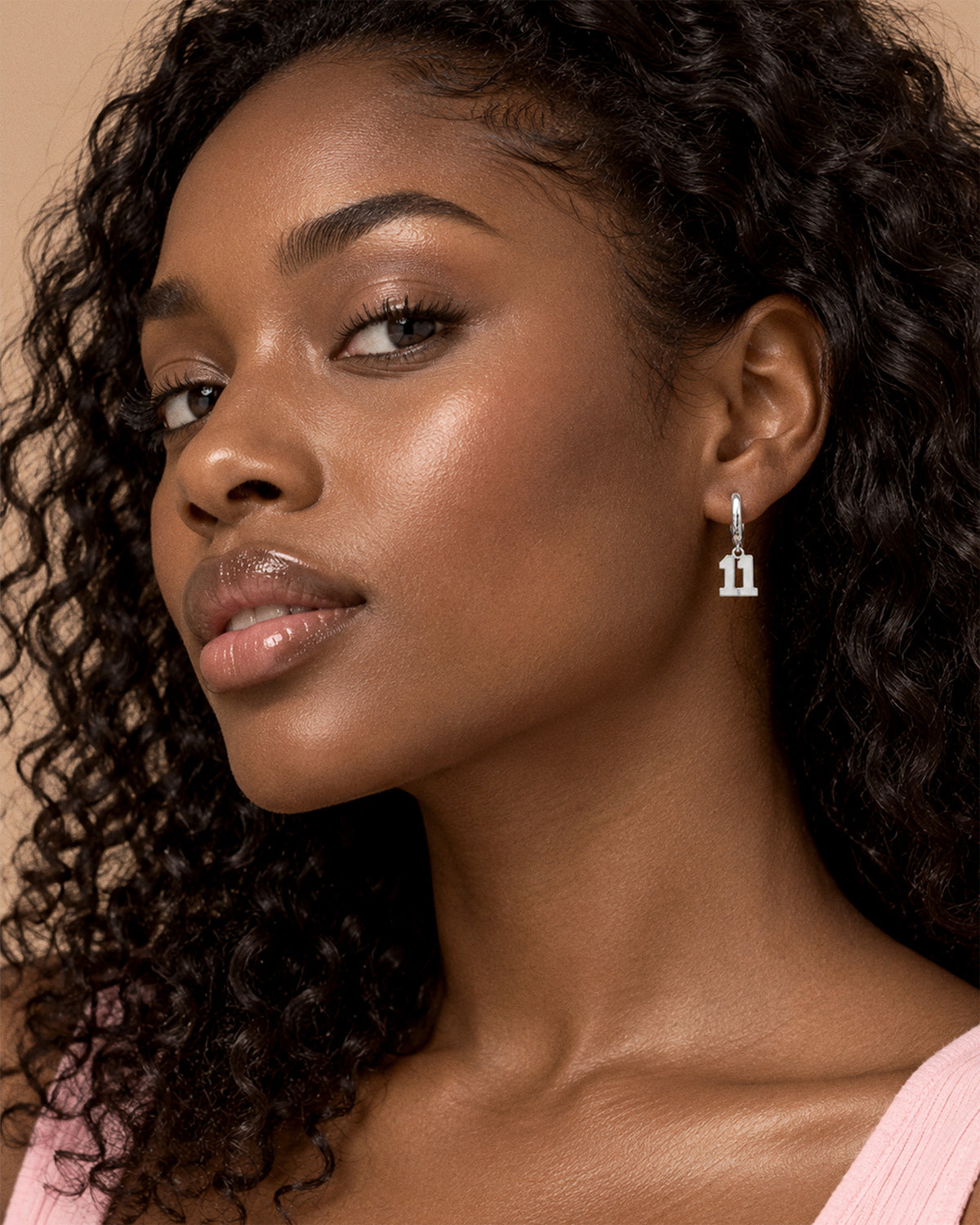 Pair Of Sports Number Huggie Earrings