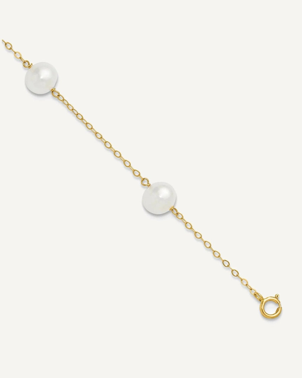 10k 7-8mm White Near-Round Freshwater Cultured Pearl 5-Station 9 inch Anklet – View 1