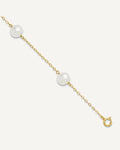 10k 7-8mm White Near-Round Freshwater Cultured Pearl 5-Station 9 inch Anklet – View 1