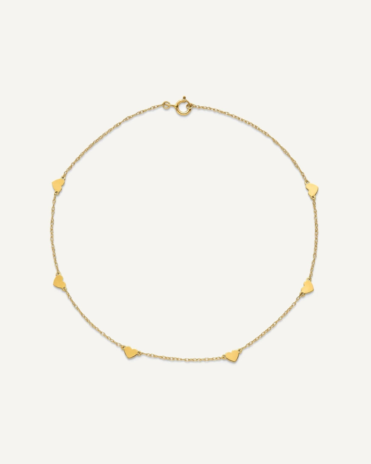 10k Polished Heart 6-Station 10 inch Anklet – View 5