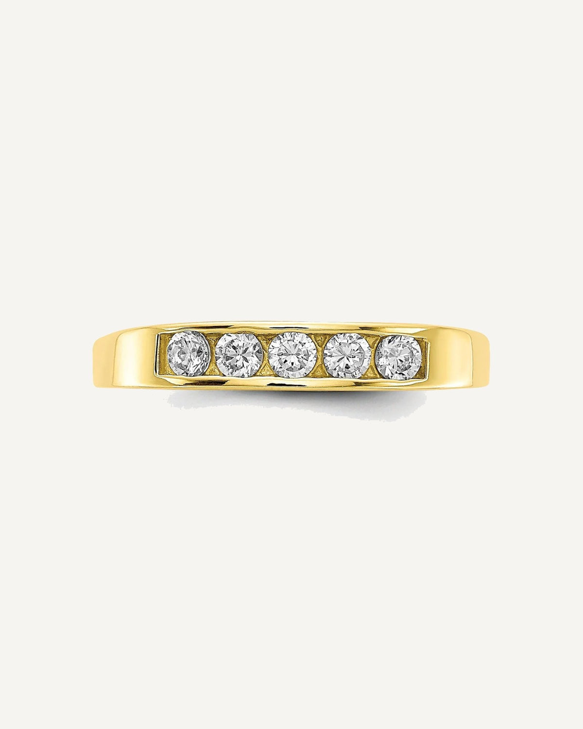 10k Polished 5-Stone CZ Size 3 Channel Ring – View 5