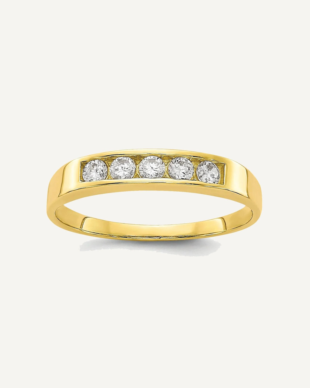 10k Polished 5-Stone CZ Size 3 Channel Ring – View 1