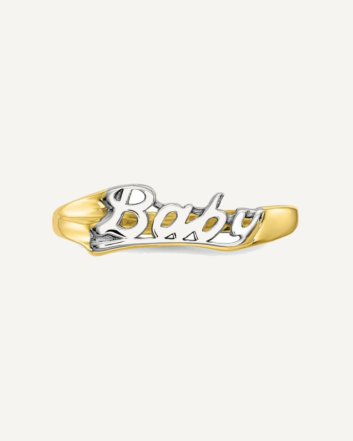 10K and White Rhodium BABY Size 3 Ring – View 5