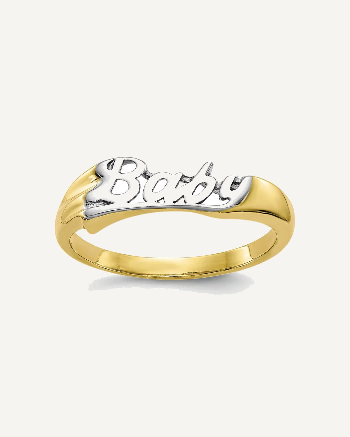 10K and White Rhodium BABY Size 3 Ring – View 1