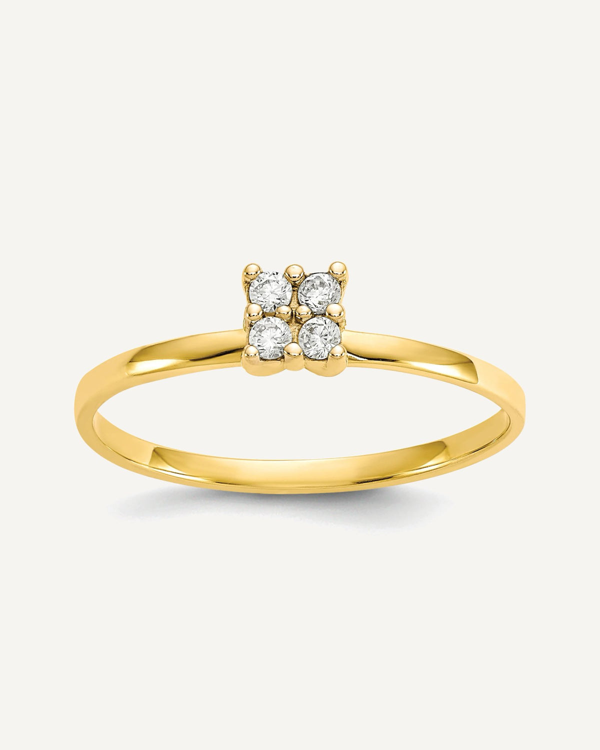 10k 4-Stone Clear CZ Promise Ring – View 1
