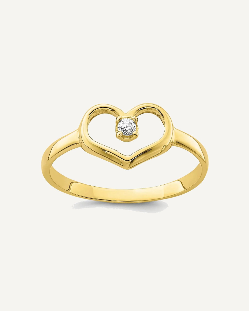 10K CZ Heart Size 2 Ring – View 1