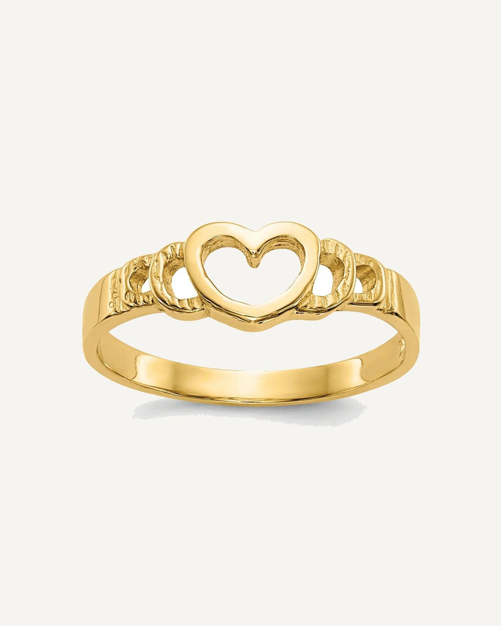 Gold Polished Children's Heart Rings – View 7