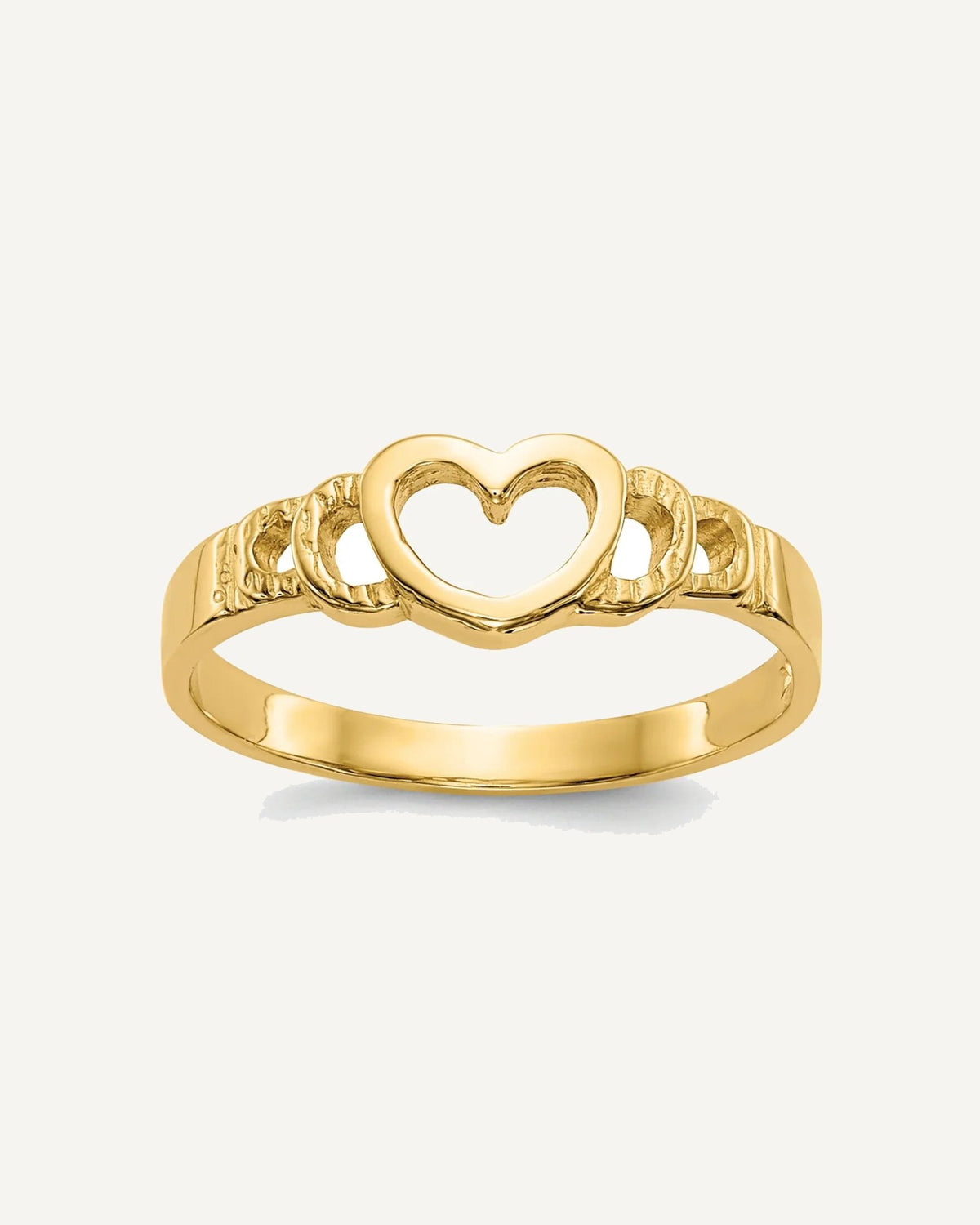 Gold Polished Children's Heart Rings – View 7
