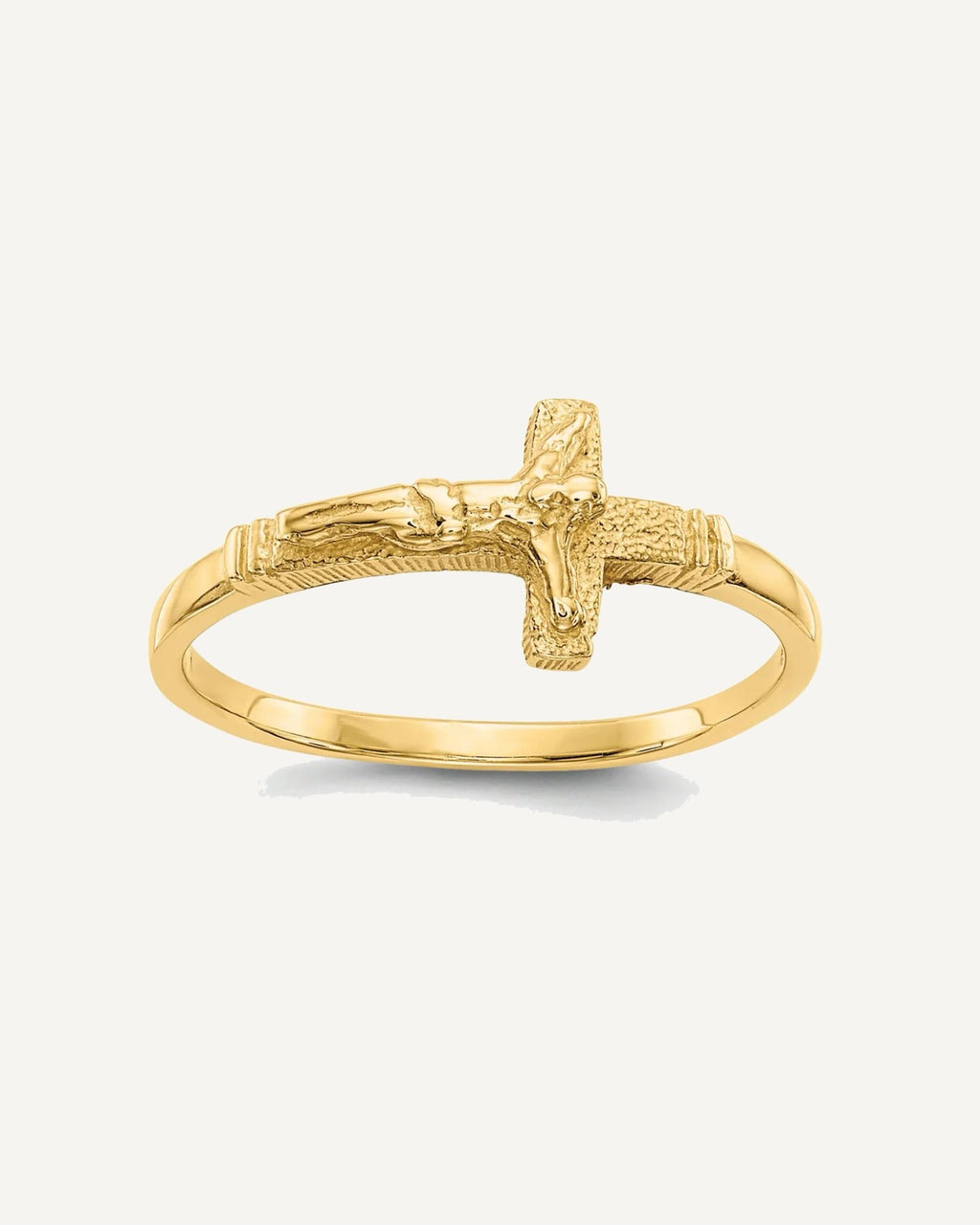 Gold Childs Crucifix Ring – View 7