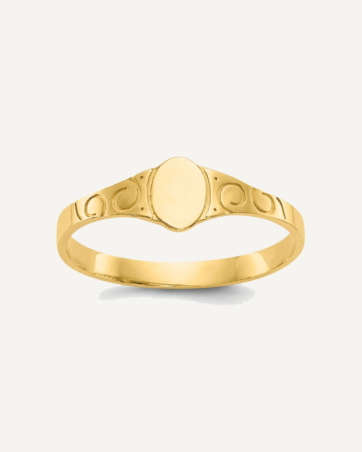 Gold Polished Children's Signet Rings – View 7