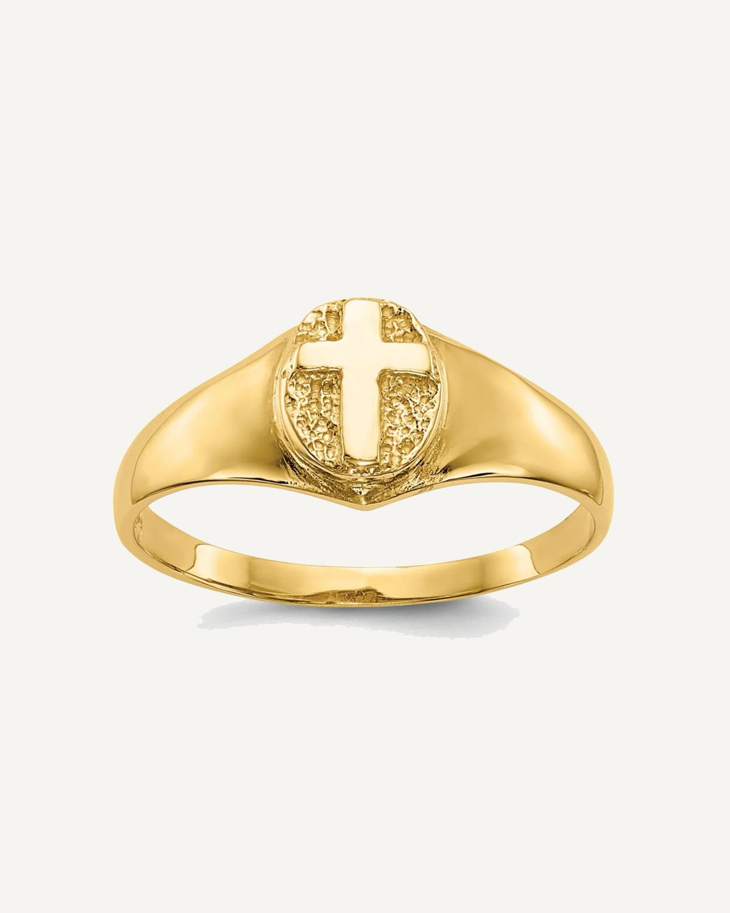 Gold Polished Children's Cross Rings – View 1