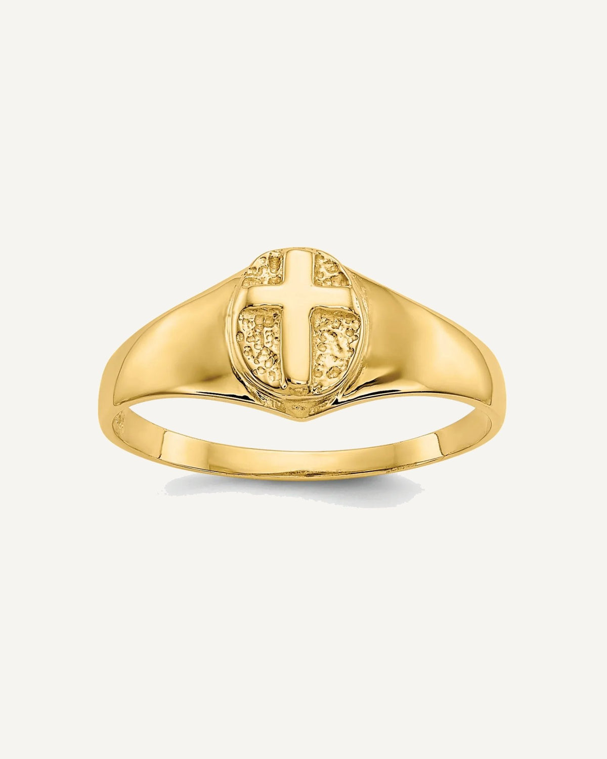 Gold Polished Children's Cross Rings – View 1