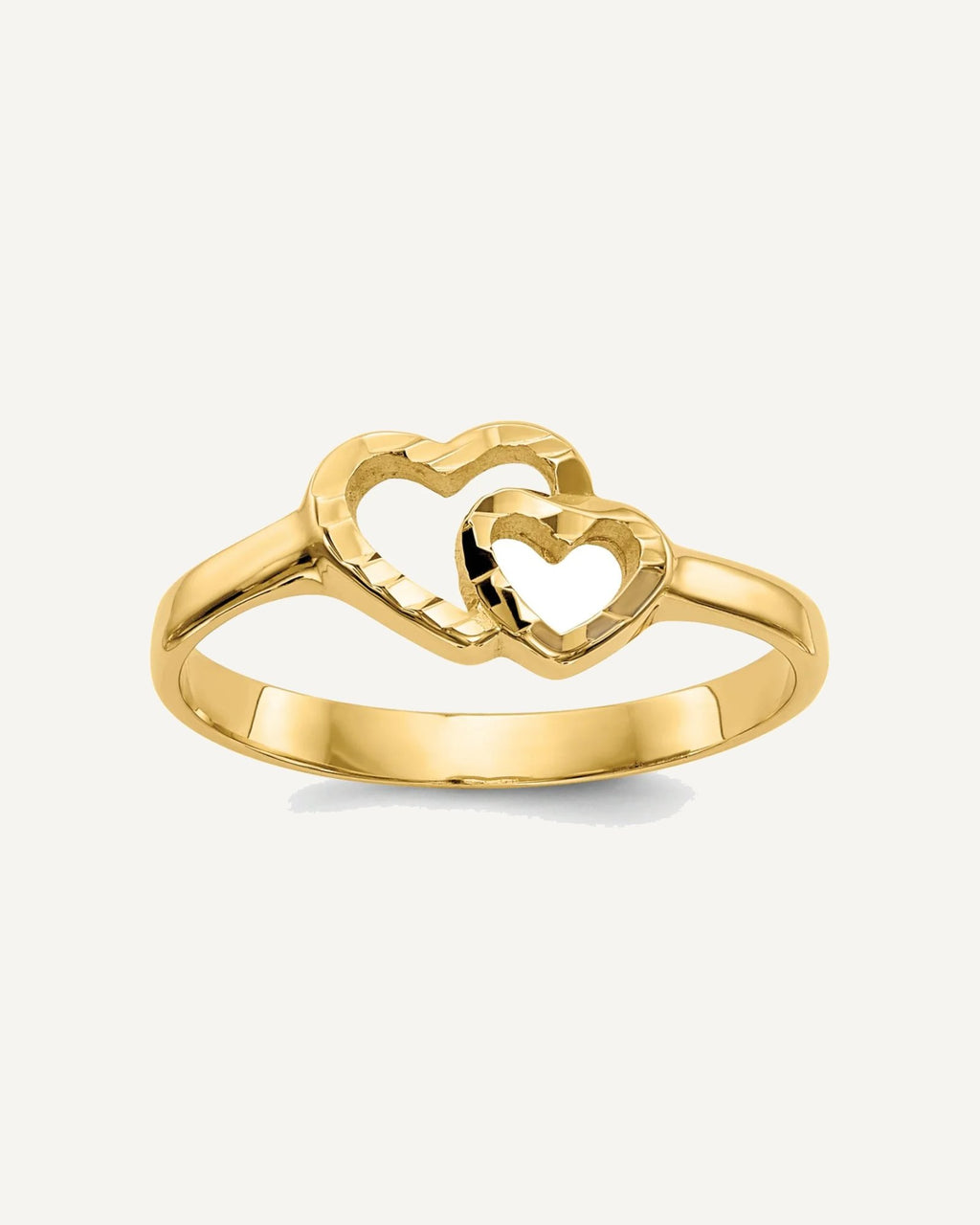 Gold Polished Children's Heart Rings – View 1