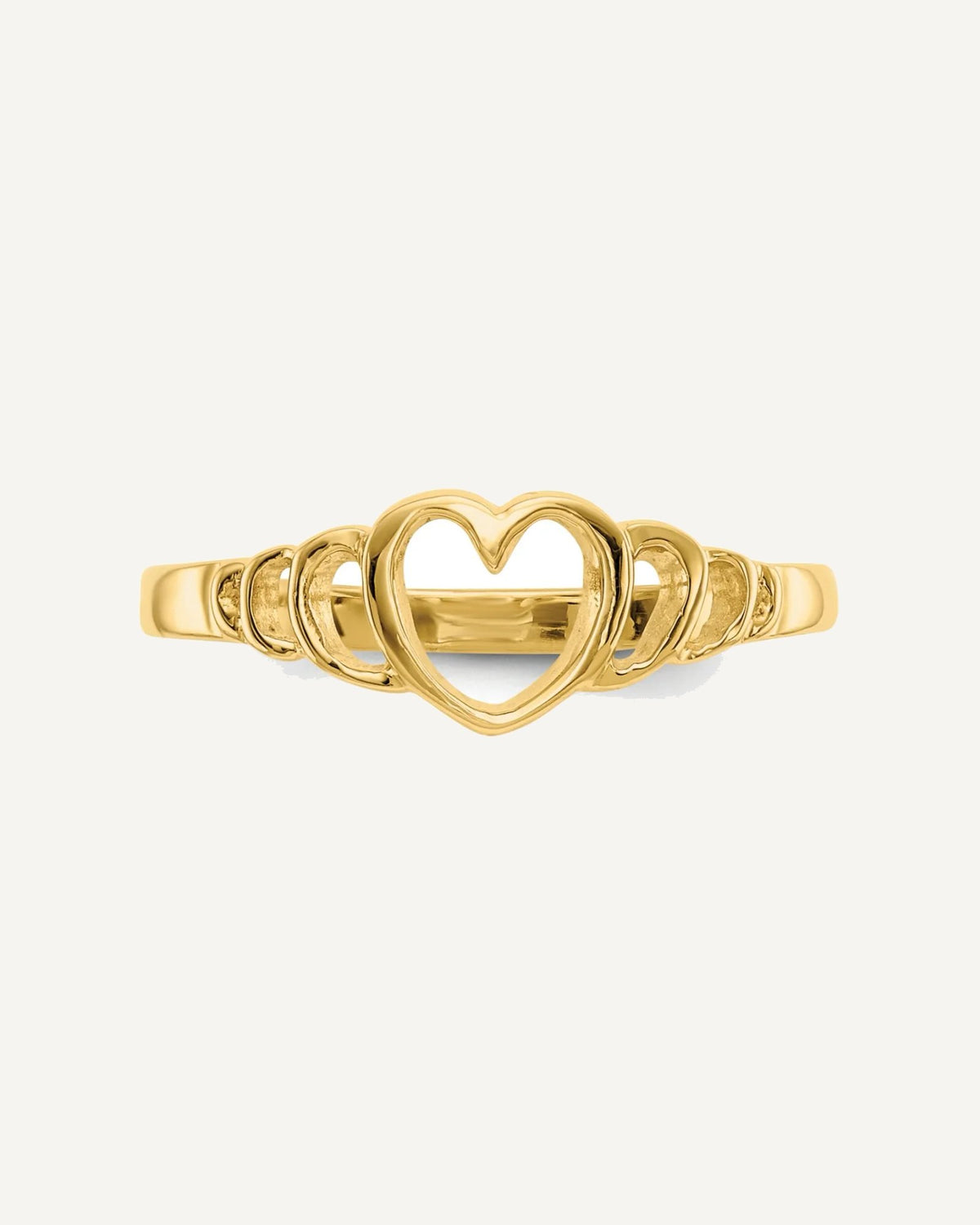 Gold Polished Children's Heart  Rings – View 4