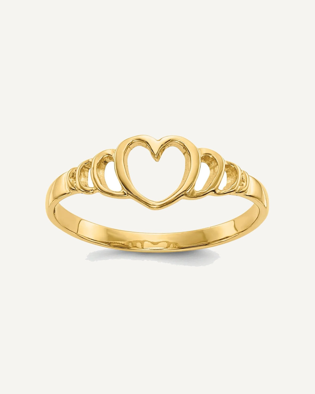 Gold Polished Children's Heart  Rings – View 1