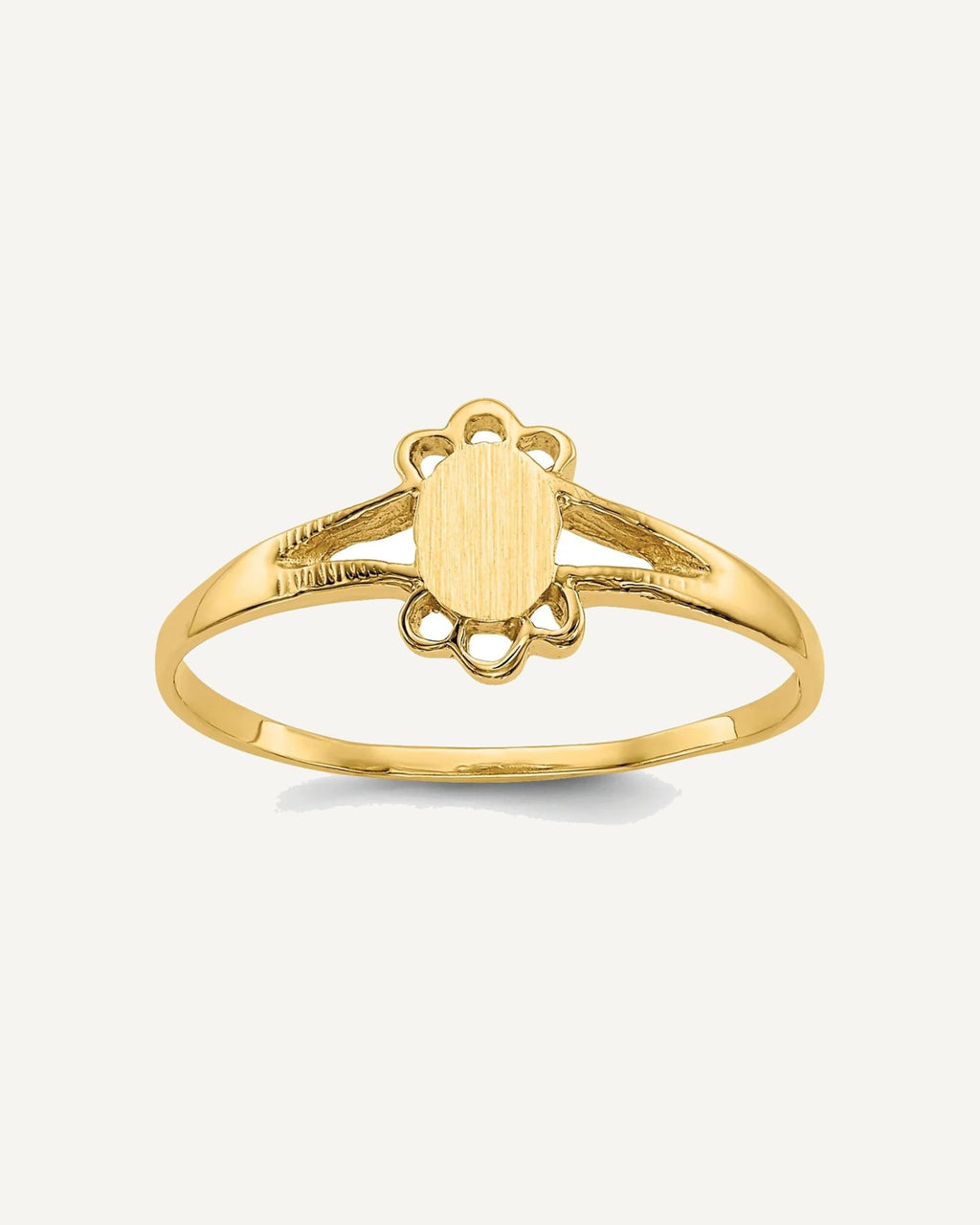 Gold Polished Children's Signet Rings – View 1