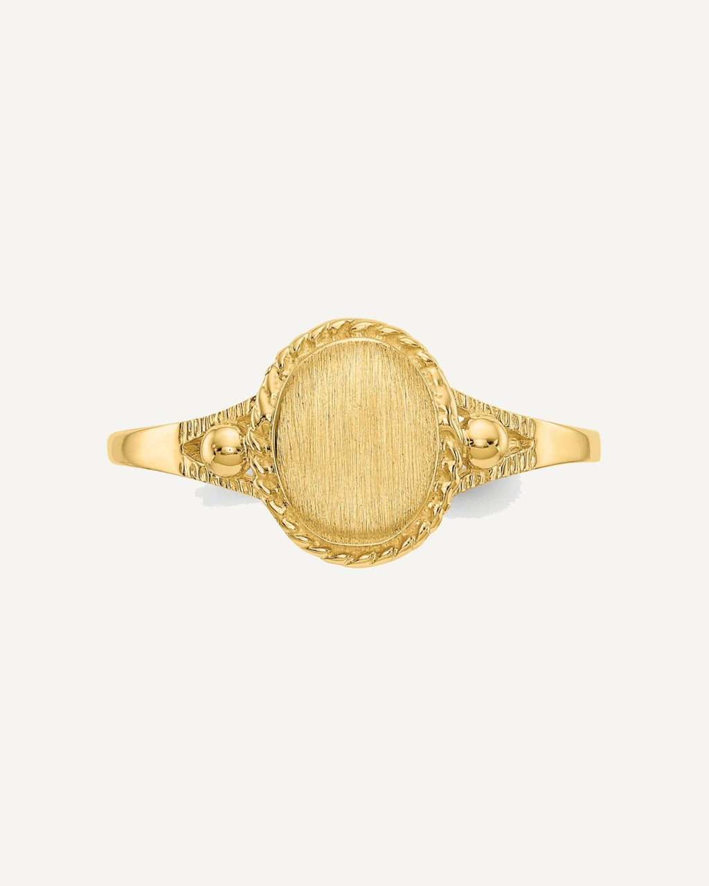 10k 6.0x7.5mm Oval Size 6 Fancy Signet Ring – View 4