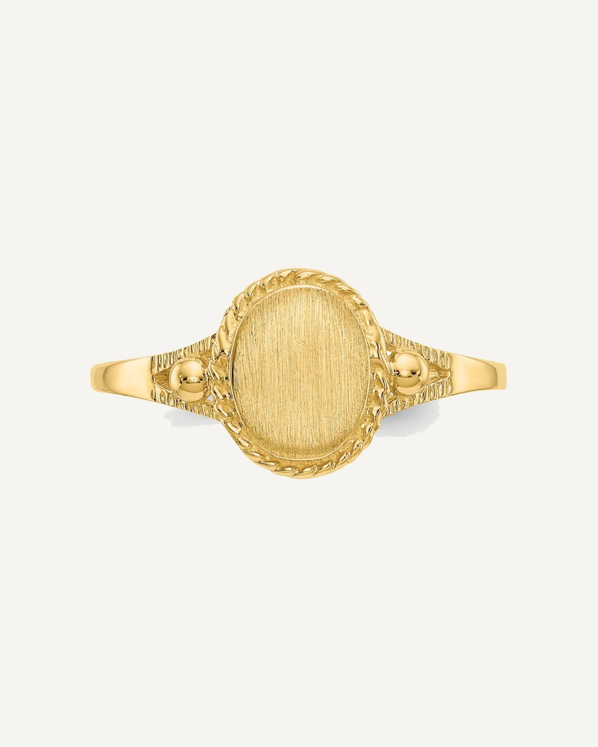 10k 6.0x7.5mm Oval Size 6 Fancy Signet Ring – View 4