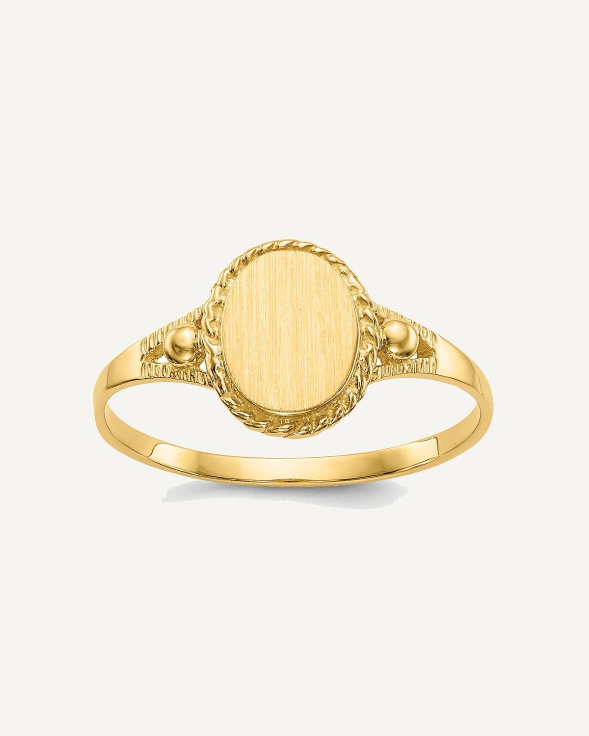 10k 6.0x7.5mm Oval Size 6 Fancy Signet Ring – View 1