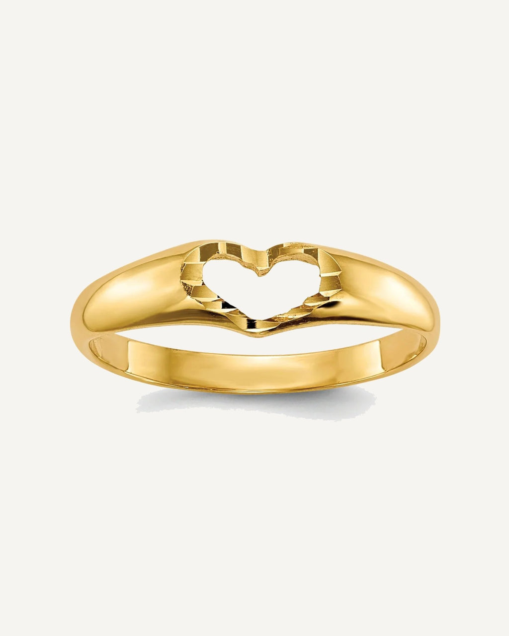 Gold Polished Children's Heart Rings – View 1