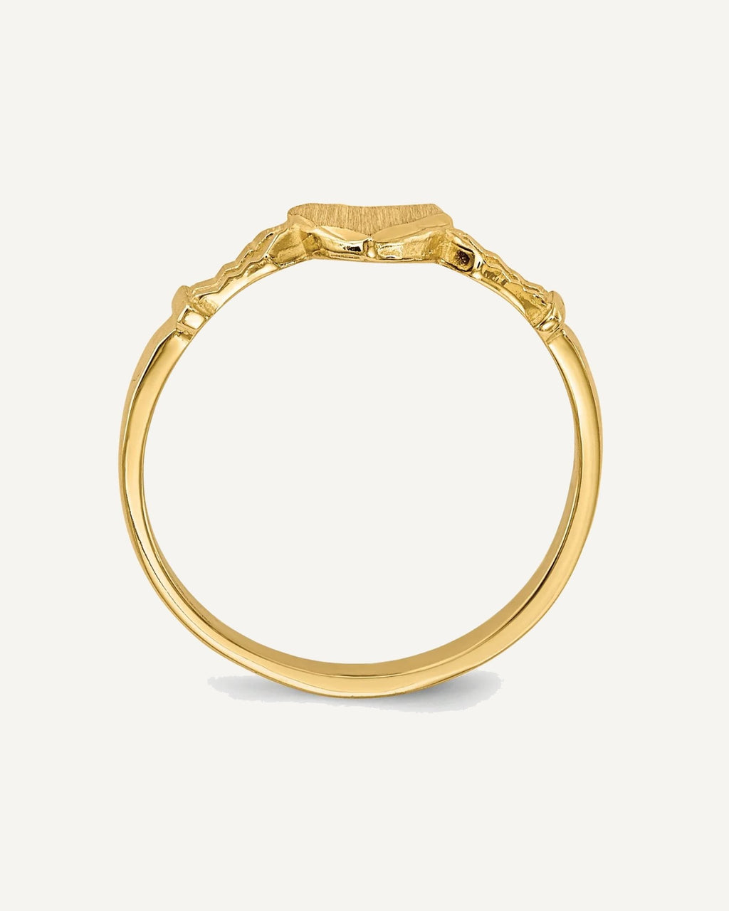 10k 5.0x5.0mm Heart Size 3 Open Back Signet Ring – View 2