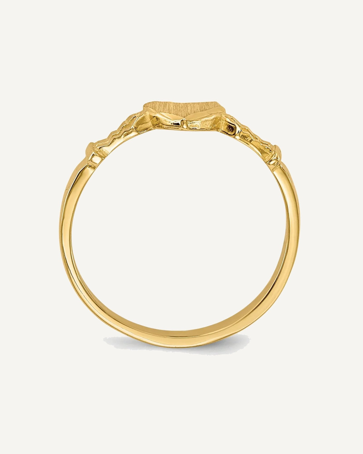 10k 5.0x5.0mm Heart Size 3 Open Back Signet Ring – View 2