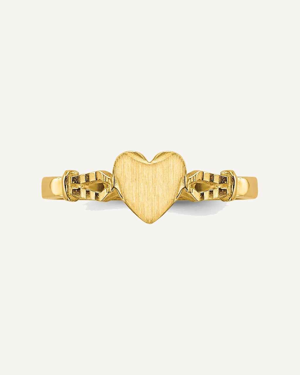 10k 5.0x5.0mm Heart Size 3 Open Back Signet Ring – View 4