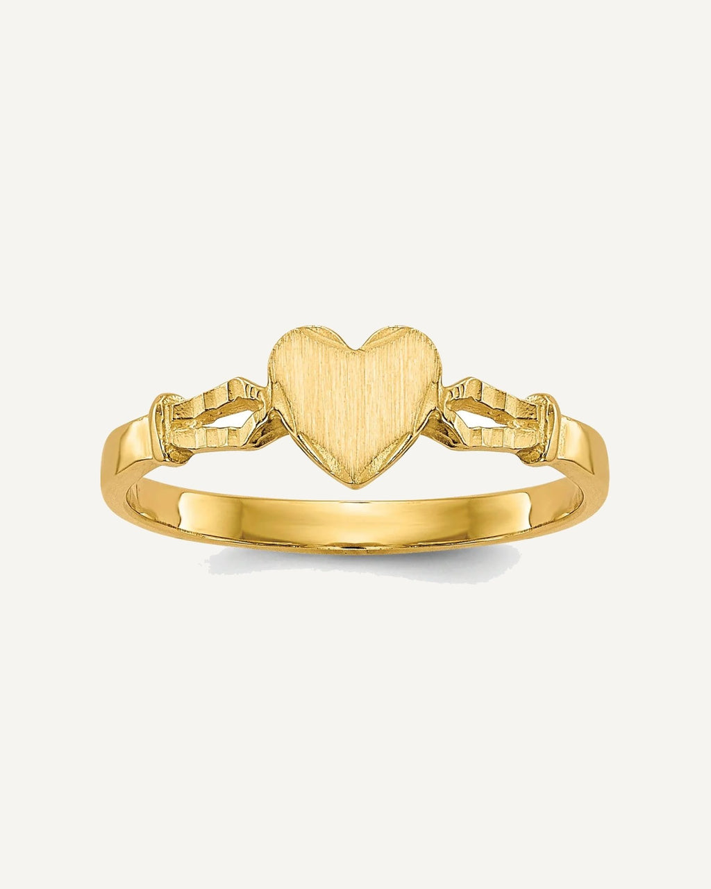 10k 5.0x5.0mm Heart Size 3 Open Back Signet Ring – View 1