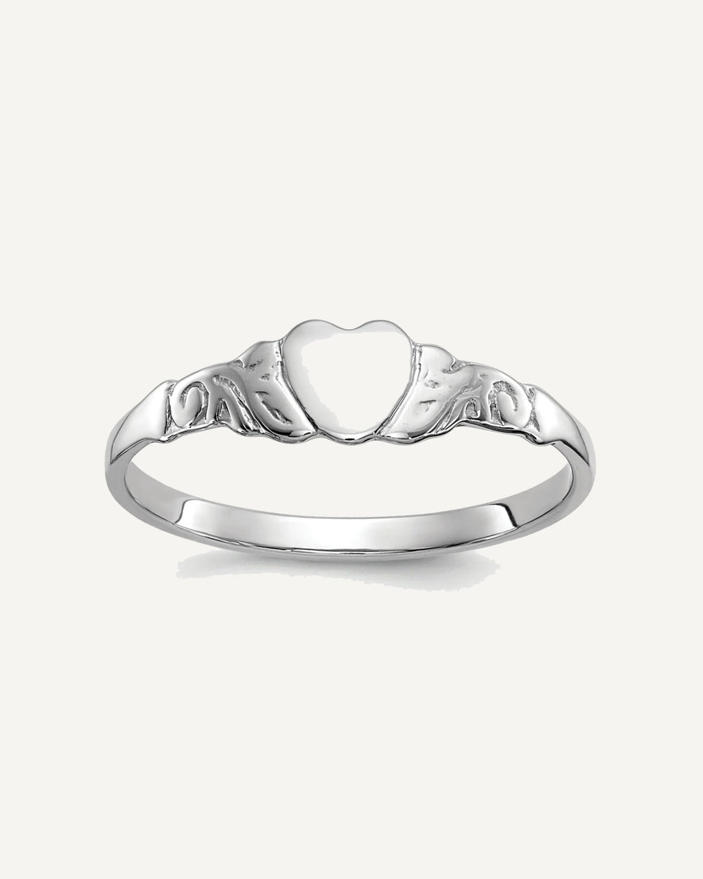 Gold Polished Children's Heart  Rings – View 1