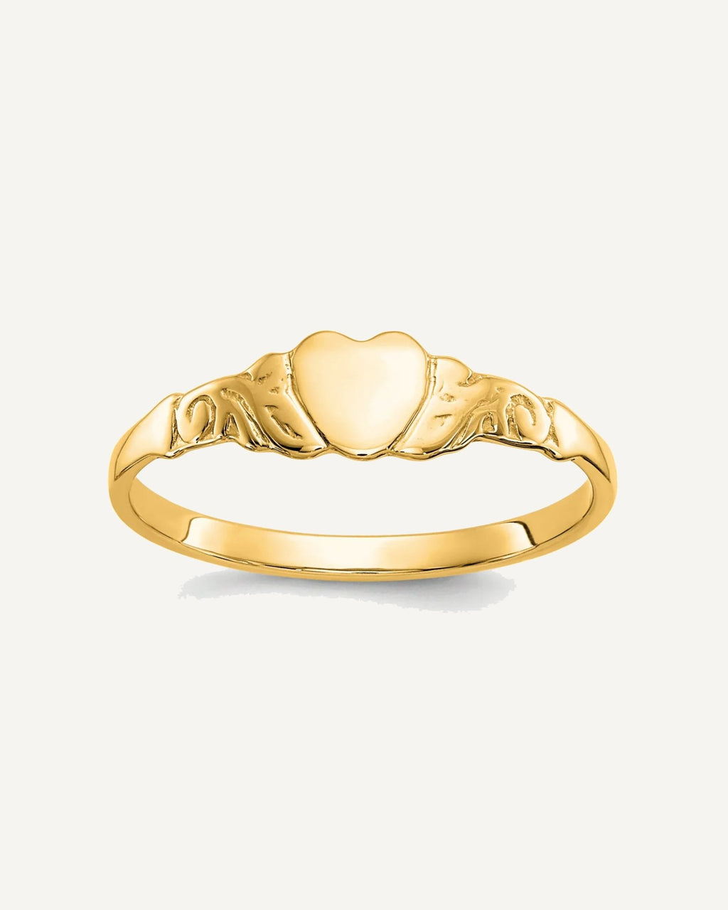 Gold Polished Children's Heart  Rings – View 6