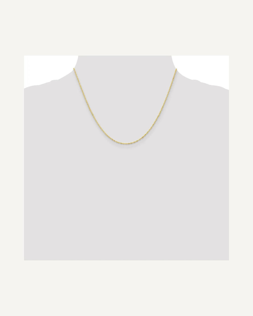 Former on-model view — 10K Yellow Gold 1.1mm Singapore Chain
