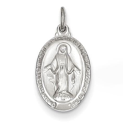 Miraculous Medal Polished Oval Pendant Charm