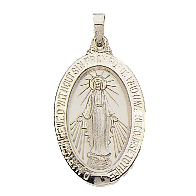 14K White Gold Miraculous Medal