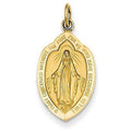 14K Yellow Gold Miraculous Medal Badge Charm