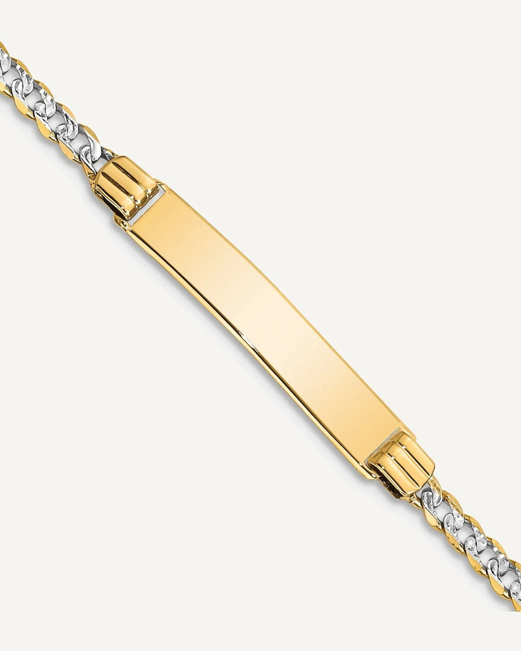 Custom Engraved 14k Gold Women's Pave Curb Link ID Bracelet