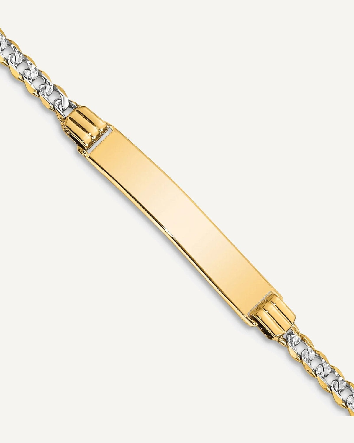 Custom Engraved 14k Gold Women's Pave Curb Link ID Bracelet