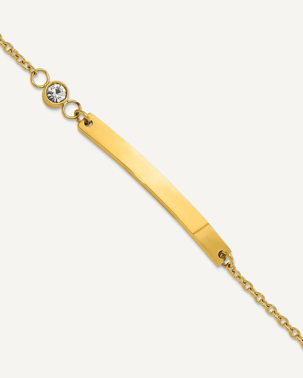 Custom Engraved 14k Gold Women's Anchor Link ID Bracelet with Diamond