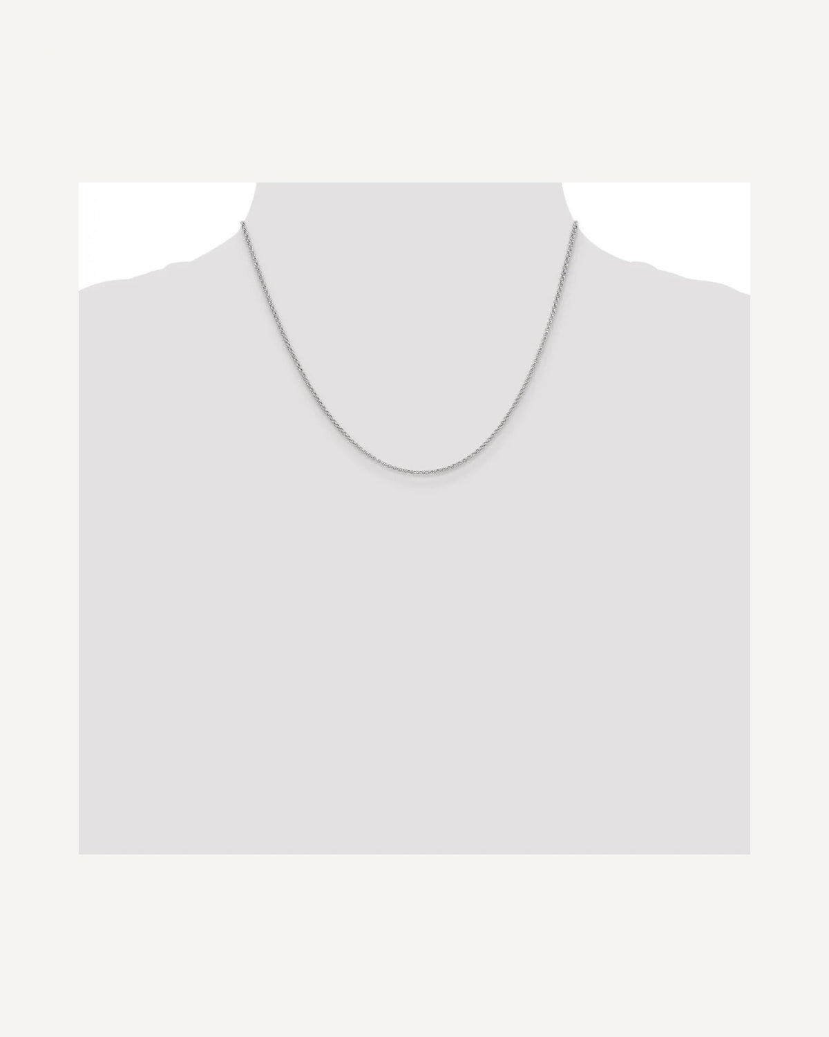Former on-model view — 14K White Gold 1.5 mm Rolo Chain