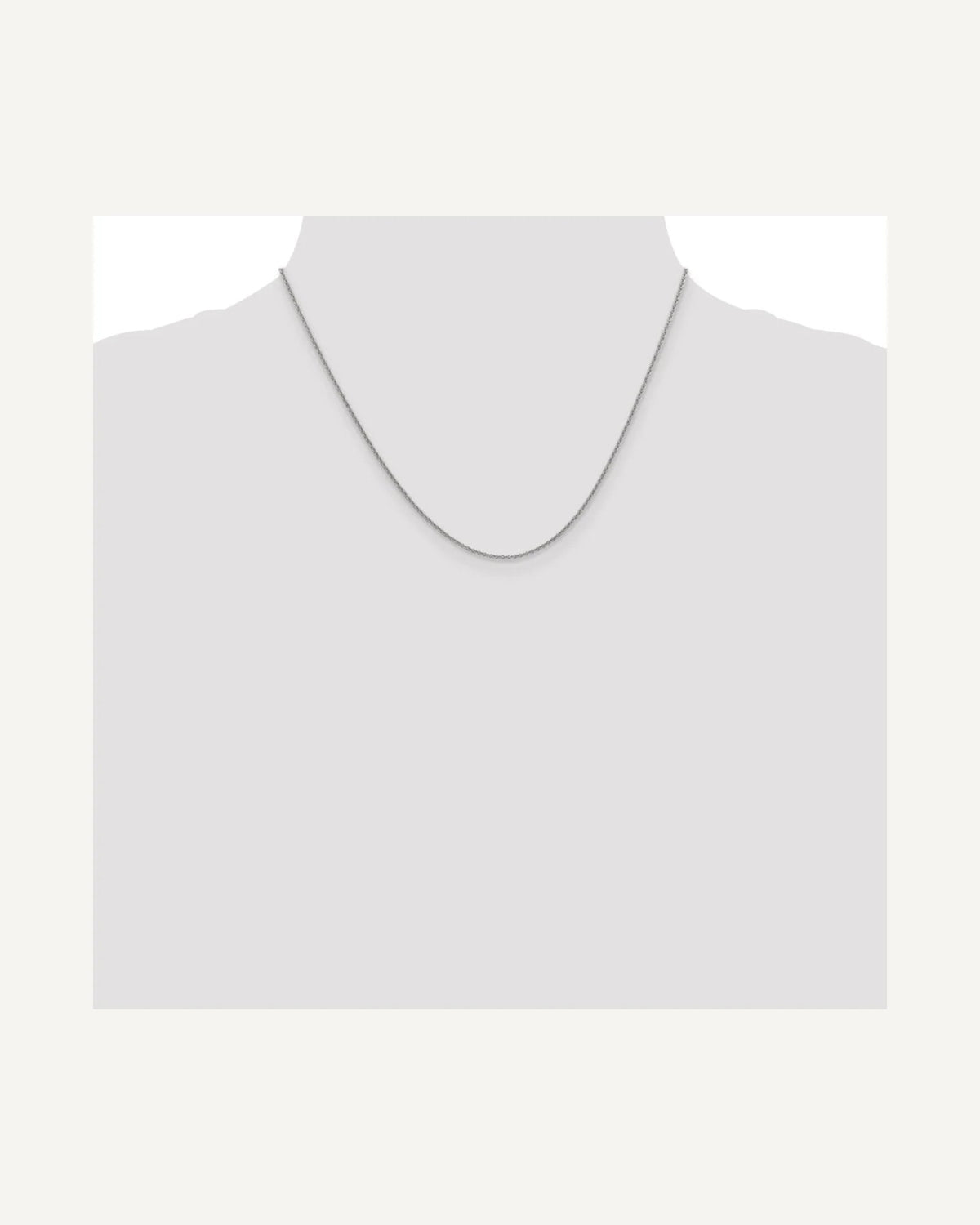 Former on-model view — 14K White Gold 1.5mm  Cable Link Chain
