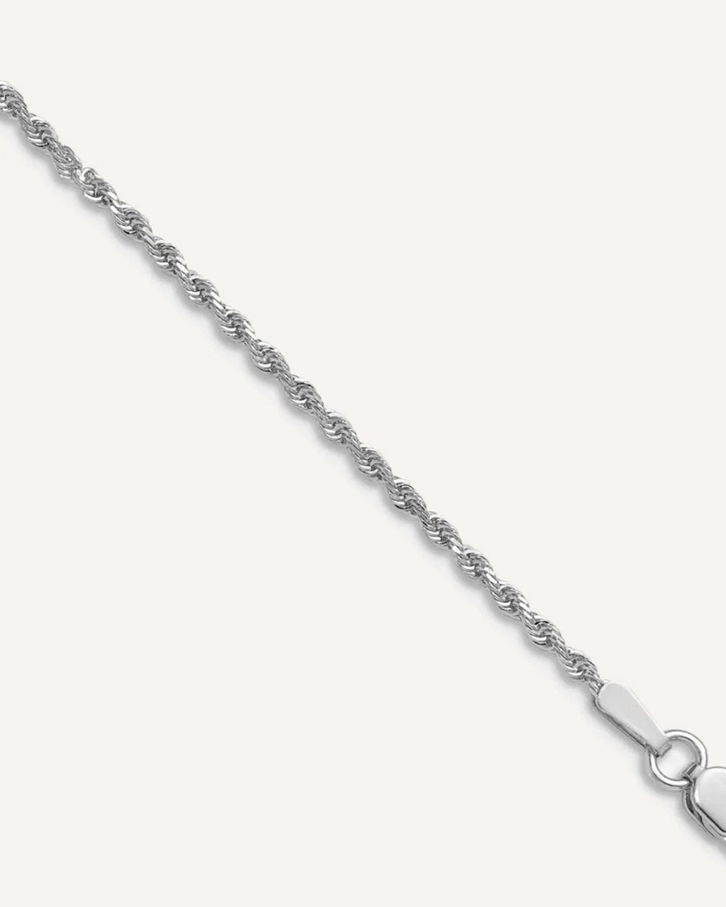 14K White Gold 1.5mm  Diamond Cut Flex Rope Chain