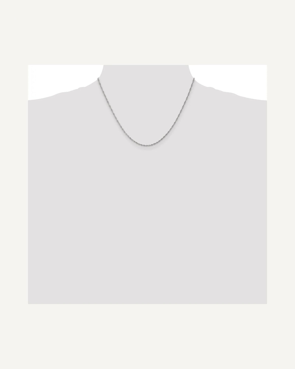 Former on-model view — 14K White Gold 1.5mm Singapore Chain
